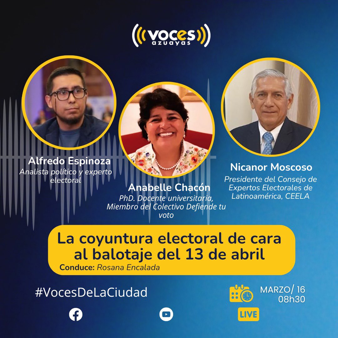 El CNE ha proclamado los resultados definitivos y la segunda vuelta está cada vez más cerca. ¿Cómo avanza el proceso electoral?

Este domingo analizamos la coyuntura política y las actuaciones del CNE con nuestros invitados.

⏰8:30 AM
📡Transmisión en vivo por

#DerechosUrbanos