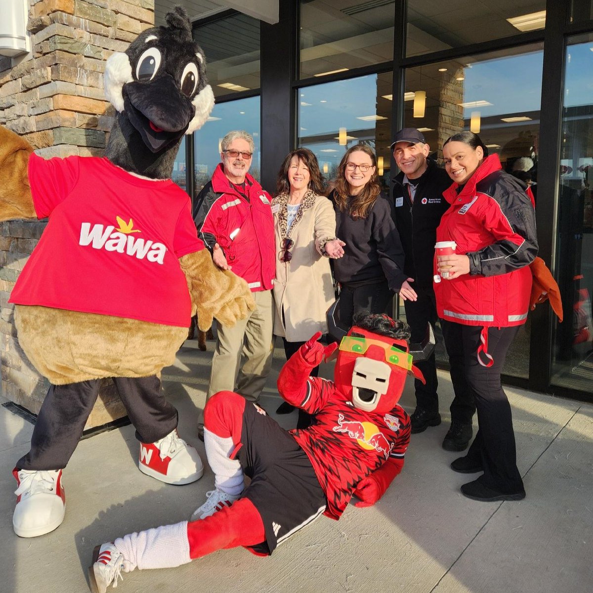 NJRedCross's tweet photo. This proud team was representing the NJ Red Cross at the grand opening of @Wawa in #PineBrook yesterday when they were challenged to a sandwich making competition. Thank you Wawa for the beautiful trophy and generous donation. https://t.co/kVwgrpMV4R