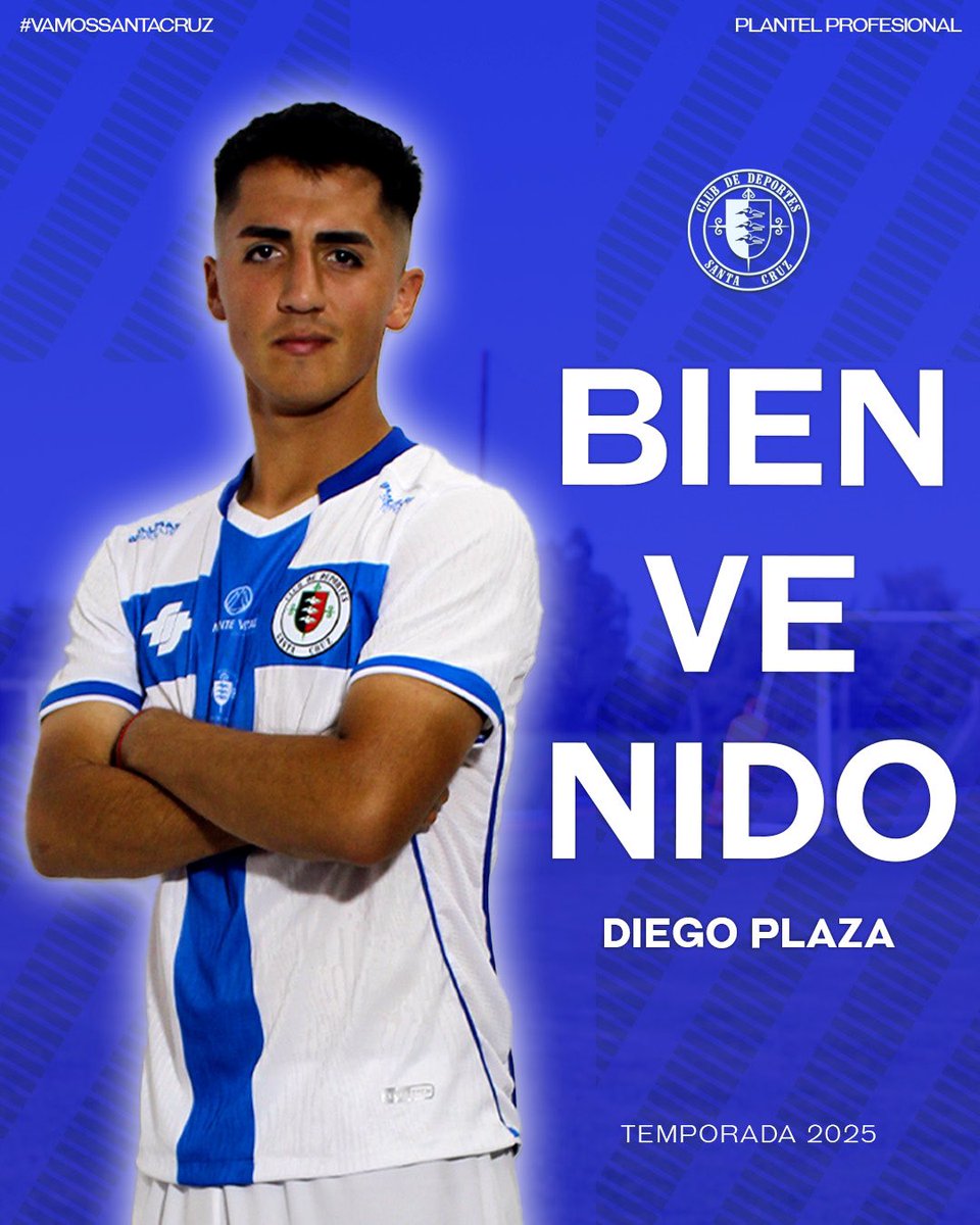 𝐓𝐞𝐦𝐩𝐨𝐫𝐚𝐝𝐚 𝟐𝟎𝟐𝟓 🔜

Nuestro club tiene el agrado de anunciar de forma oficial la incorporación del jugador, Diego Plaza.

¡Bienvenido querido Diego, vamos por todo! 💪🏽

#VamosSantaCruz🤍💙
