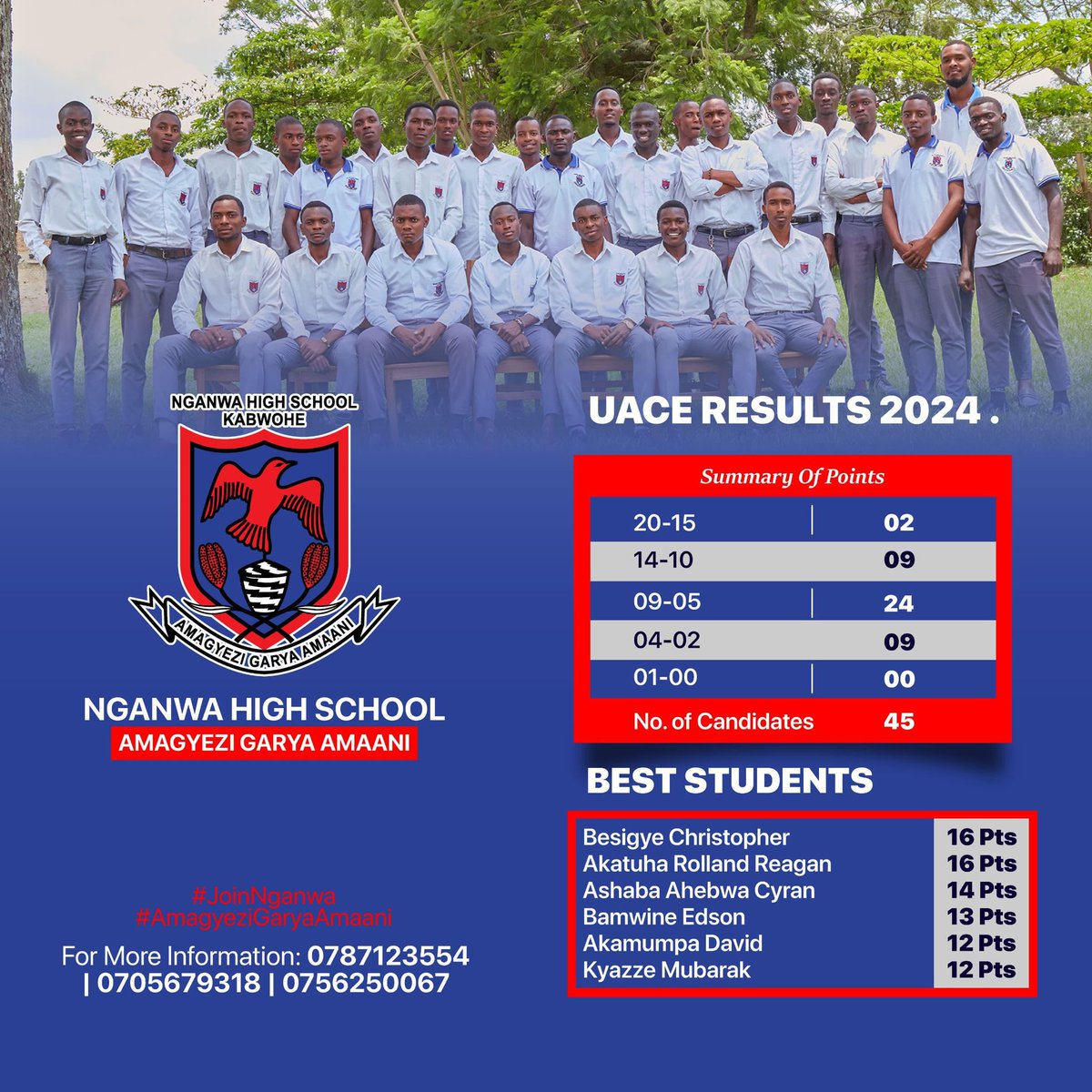 Congratulations UACE 2024 Class!
#JoinNganwa 
#AmagyeziGaryaAmaani