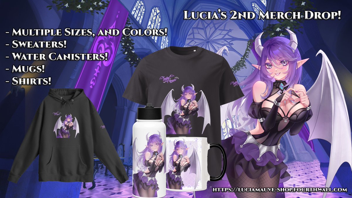 ❤️‍🔥The 2nd wave of merch is live NOW! ❤️‍🔥luciamauve-shop.fourthwall.com

#Vtuber #VtuberEN #ENVtuber