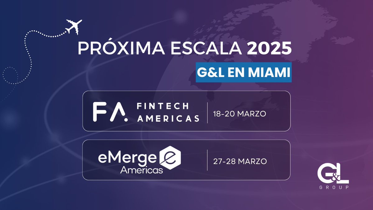 ¡Agenda de negocios en #Miami!
18-20 marzo: #FintechAmericas con <a href="/N5Now/">N5 Now</a> . Alianzas financieras clave. ️ 
27-28 marzo: #eMergeAmericas. Innovación y conexiones.
Exploremos el futuro tech juntos.  #Negocios #Tecnología #Fintech #Eventos #GLGroup