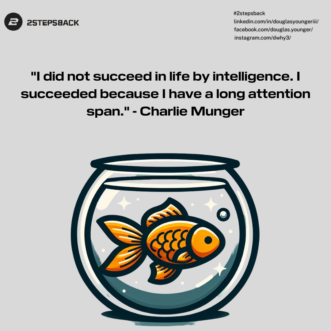 DouglasYounger's tweet image. Reinvent yourself by taking #2STEPSBACK considering your ATTENTION SPAN!

Be honest, what do you think the average attention span of a human is right now?

Feel free to sound off in the chat to share your unique perspective!

A) 12 SECONDS
B) 9 SECONDS
C) 8 SECONDS
D) 6 SECONDS