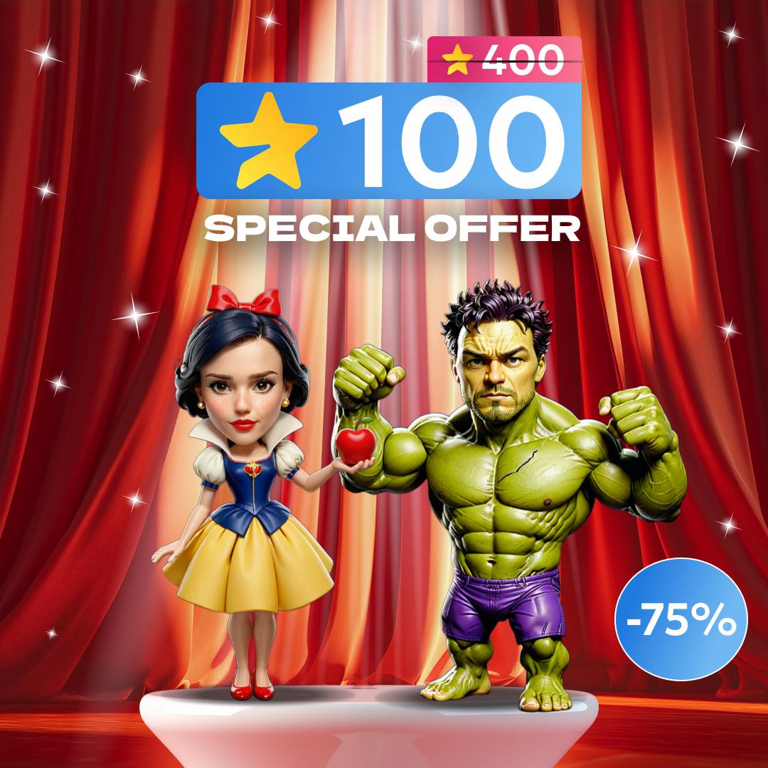 🔥 HULK &amp; SNOW WHITE – 75% OFF! 🔥

🛍 Only 100 TG Stars!

🗓 Ends on March 17

Don't miss out!! 😱