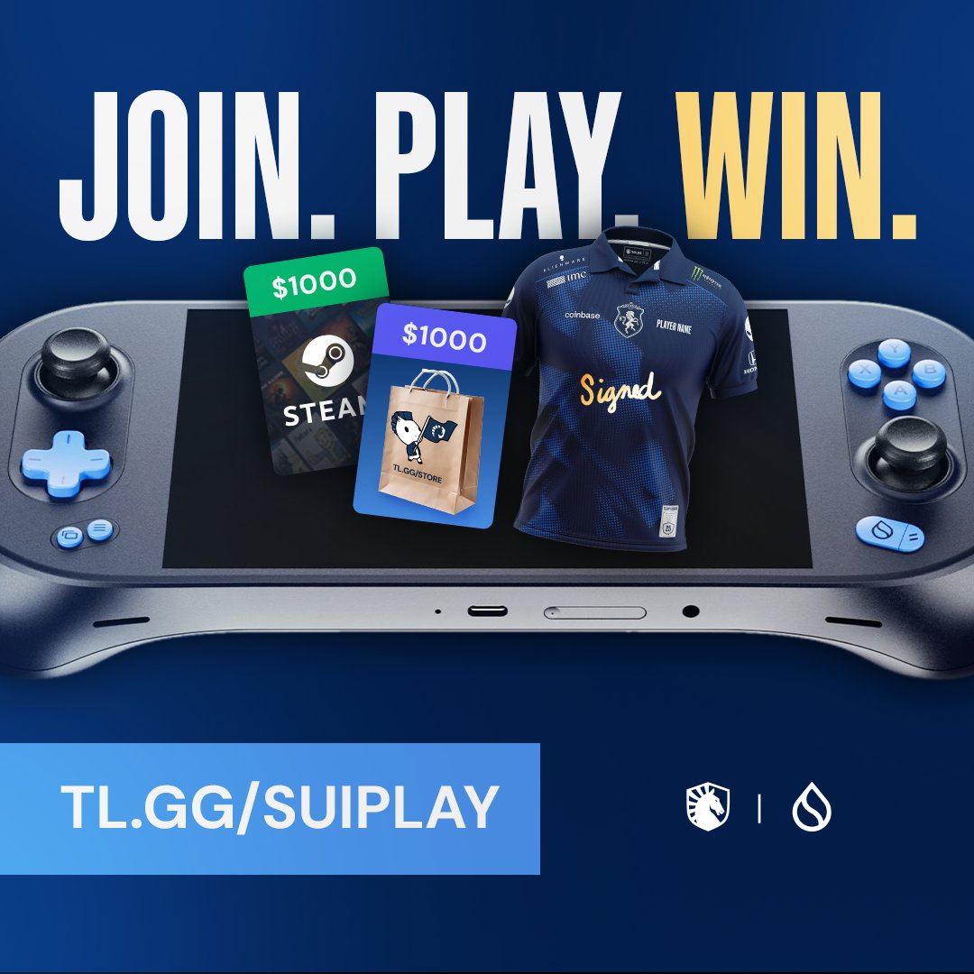 TeamLiquid's tweet image. New patch notes just dropped: We're BUFFING the loot table of your MyBlue Quests 🤯

For a limited time, complete quests on MyBlue for a chance to win prizes like a signed jersey, Steam gift cards, TL store credit, the ALL-NEW #SuiPlay0X1 gaming device from @SuiNetwork &amp;amp; more!…