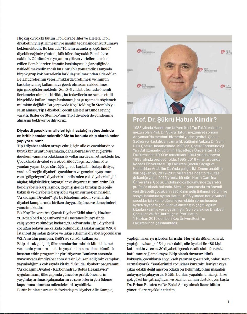 sukruhatun's tweet photo. Tip 1 diyabeti ve çalışmalarımızı anlattığım söyleşi Koç Holding’in “ Bizden Haberler”  dergisinin bu ayki sayısında yayınlandı. 

Düşümüz Stembio’nun Vertex ile bir antlaşma yapması ve ülkemizde tip 1 diyabette kök hücre kökenli tedaviler konusunda bir atılım yapılması. Bunun için var gücümüz ile  çalışacağız. 
https://t.co/8A6V8KOOt7