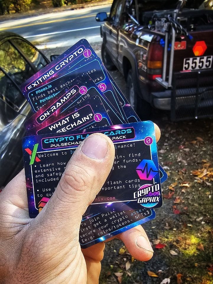 gaphix's tweet image. Shout out to @WillStevensonx for raffling off our Pulsechain Starter Packs! A few lucky winners received these cards, jam packed with details on how to join #Pulsechain 💫 Link in bio to get some for friends/family 🤝