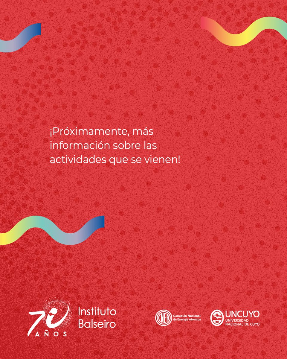 Hoy presentamos nuestro logo del 70º aniversario. En el mismo, el número 7 se fusiona con un 0 (cero) representado por una nube de electrones inspirada en el modelo cuántico del átomo. En esa nube, el logo tradicional del IB (la i) es uno de los electrones.