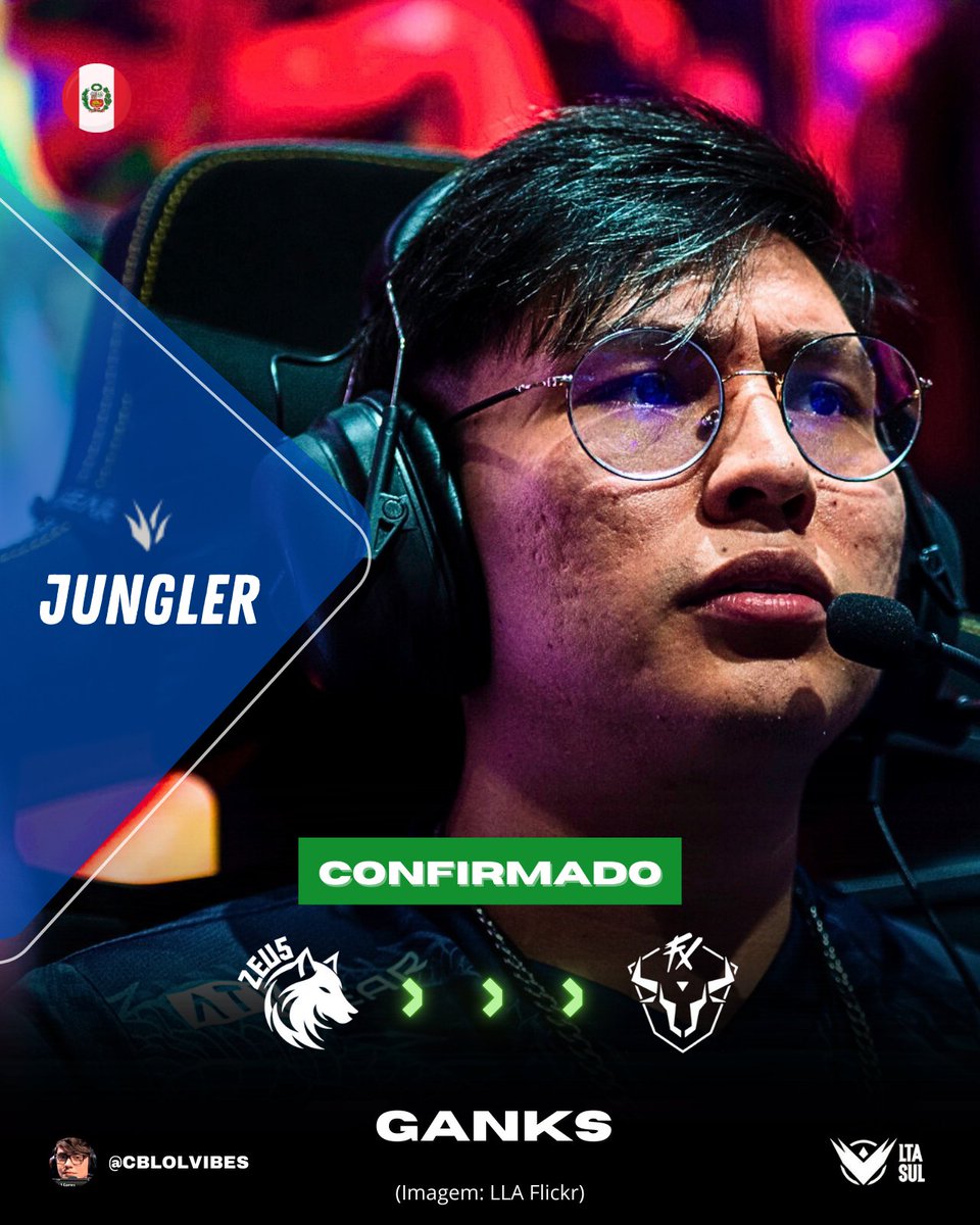 cblolvibes's tweet image. 🚨 CAÇADOR DO FLUXO!
Após a saída de Drakehero, o Fluxo W7M estaria negociando com Ganks, jungler peruano de 23 anos, que atuou pela Leviatán no último split da LLA, para reforçar a equipe no segundo split.
🗞️@luisshowtana