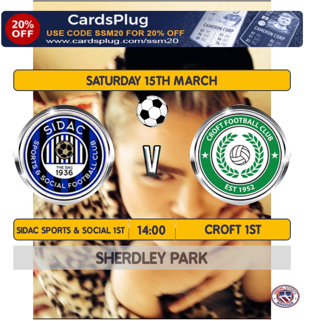 Next game:

<a href="/warrdistleague/">W&D FOOTBALL LEAGUE</a> 

Tough fixture tomorrow against <a href="/SidacFC_/">Sidac Sports & Social FC</a> 

#COYG
 
🟢⚫️🟢⚫️🟢⚫️
