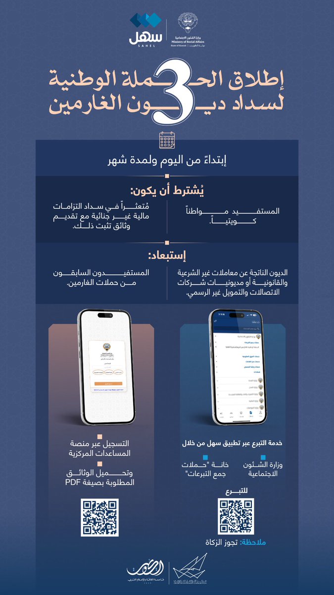 إطلاق الحملة الوطنية لسداد ديون الغارمين

رابط التبرع
gharmeen.myfatoorah.com

#CGCKuwait