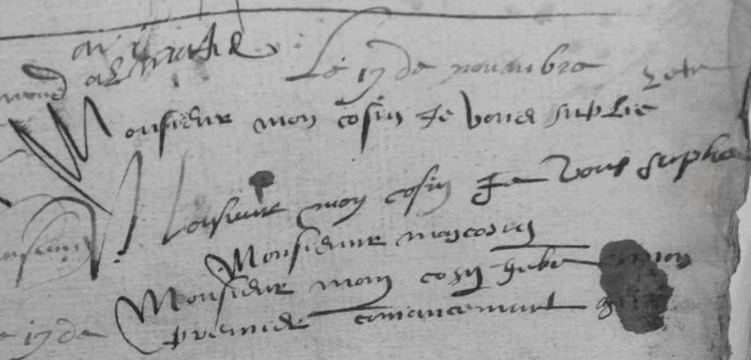 Youkounkoun75's tweet image. &quot;Monsieur mon cosin je vous supplie&quot;.

Brouillons de notaire, #Comminges, 1604.

Pour @MajoresF