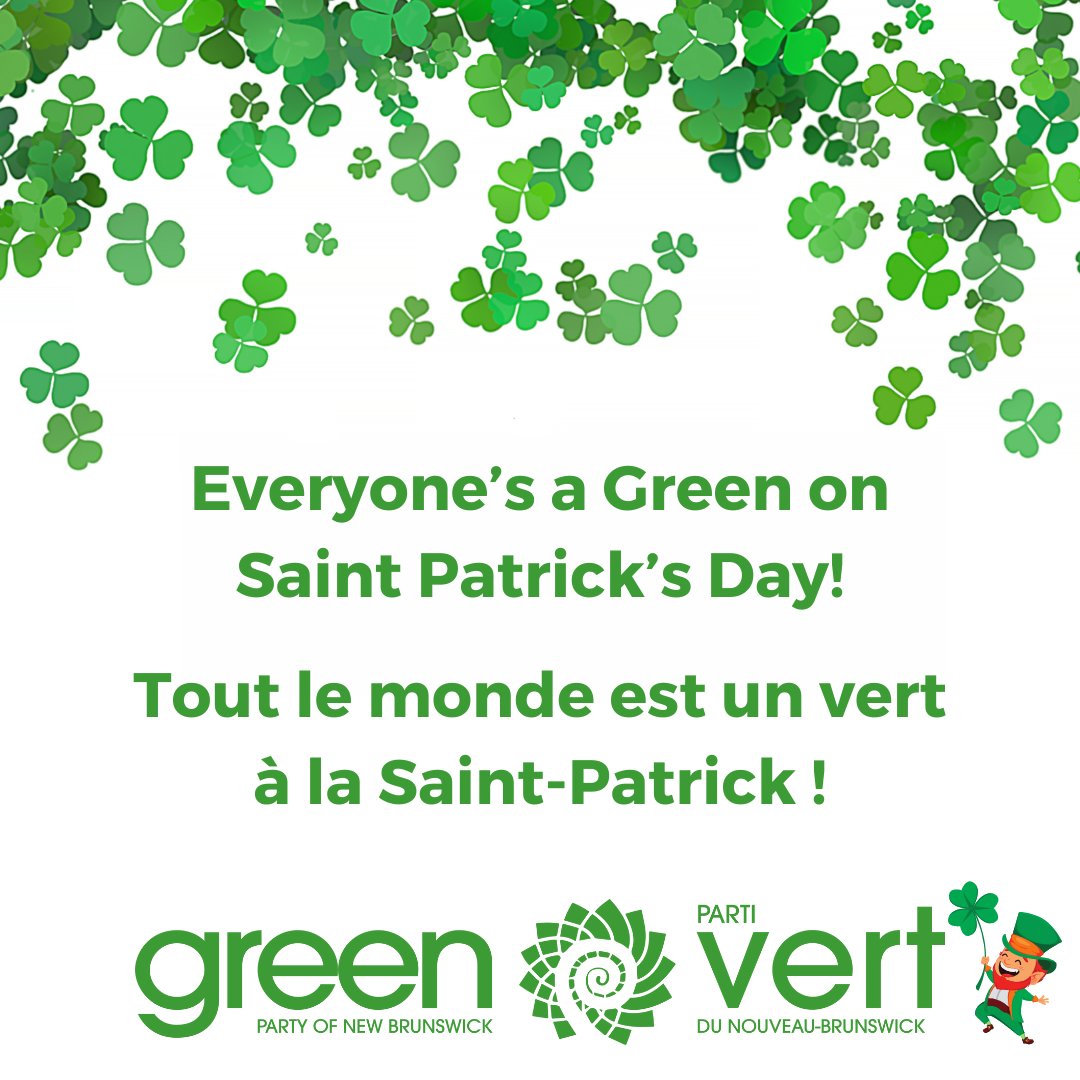 Happy Saint Patrick's Day from the Greens! Everyone's a Green on Saint Patrick's Day!
---
Les Verts vous souhaitent une bonne fête de la Saint-Patrick ! Tout le monde est un vert le jour de la Saint-Patrick !