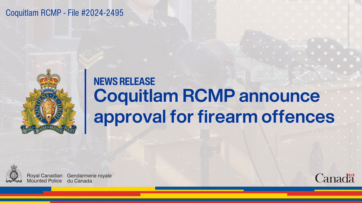 cqrcmp's tweet photo. Coquitlam RCMP announce charge approval for firearm offences
Full details: https://t.co/CTMuXjBkF7
#CGET #CommunitySafety #CoquitlamRCMP #PublicSafety https://t.co/iW2QOQYxNU