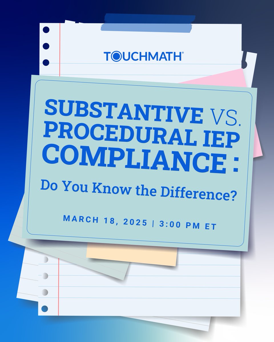 Are you confident in your understanding of substantive vs. procedural IEP compliance? 🤔 Join our webinar on 3/18 to learn actionable strategies. 

Save your seat: hubs.ly/Q03bXB7w0

#IEPCompliance #SpecialEd #TeacherTraining #EducationWebinar