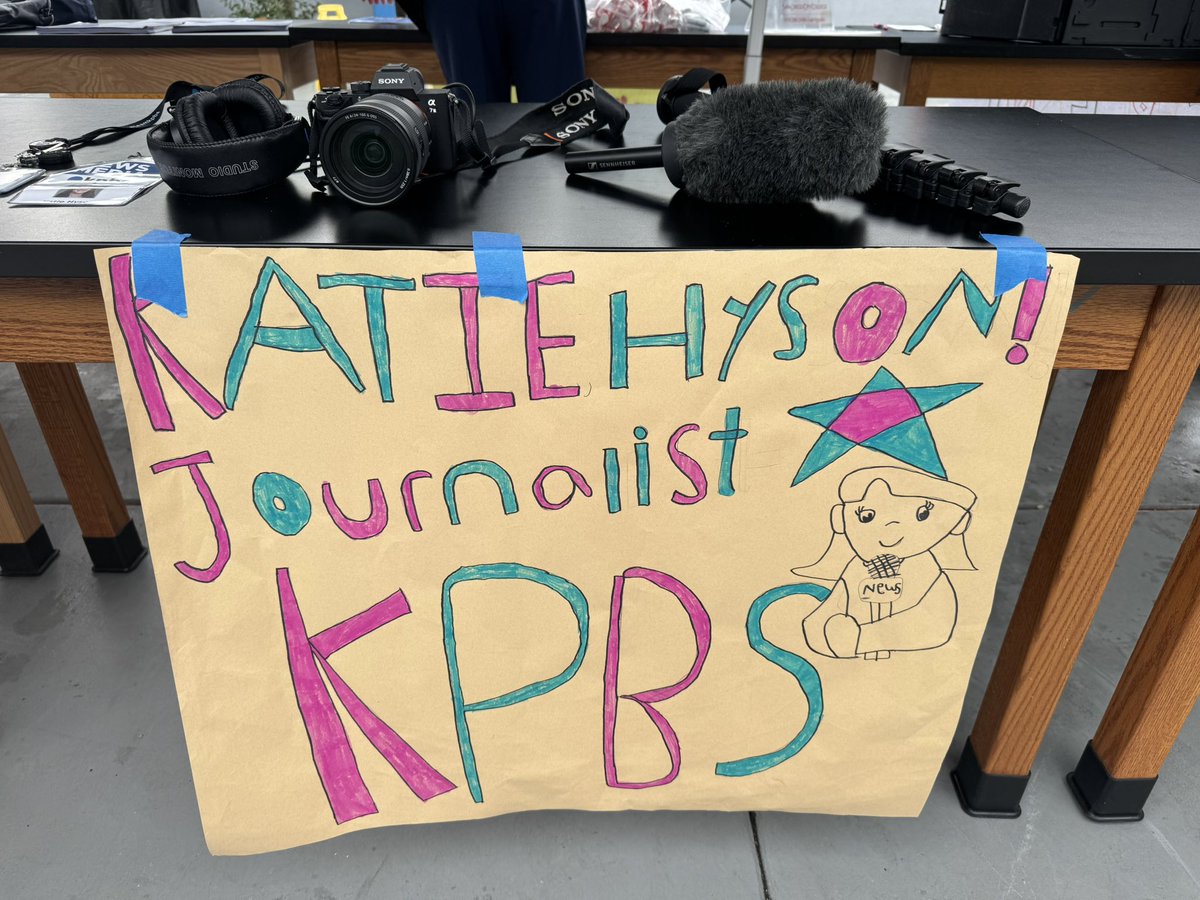 The middle schoolers made me a sign for career day and it is going up on newsroom  desk  i m m e d i a t e l y.