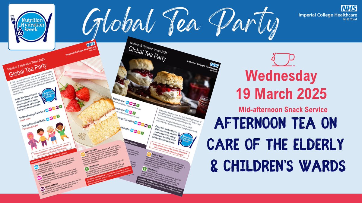 Annette Rugyendo RD (@annette_rd) on Twitter photo 📢 Children & elderly are vulnerable to malnutrition so we treating them to afternoon tea. Screening is important as:
🔹 Kids need nutrients for growth
🔹 Older adults face age-related risks
🔹 Acute illness raises nutritional needs
#NHWeek2025 <a href="/ImperialPeople/">Imperial People 💙</a> <a href="/BDA_Dietitians/">British Dietetic Association</a> 📢 Children & elderly are vulnerable to malnutrition so we treating them to afternoon tea. Screening is important as:
🔹 Kids need nutrients for growth
🔹 Older adults face age-related risks
🔹 Acute illness raises nutritional needs
#NHWeek2025 <a href="/ImperialPeople/">Imperial People 💙</a> <a href="/BDA_Dietitians/">British Dietetic Association</a>