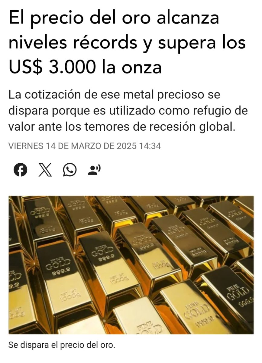 FIEBRE DEL ORO. Por algo hay tantos interesados en el oro de Argentina y lo fugarón del BCRA sin decir dónde esta. La jueza Preska pide que se informe su destino; la complicidad y el encubrimiento de los Milei al grupo mafioso Eskenazi/Kirchner lo ha puesto a tiro de un embargo.