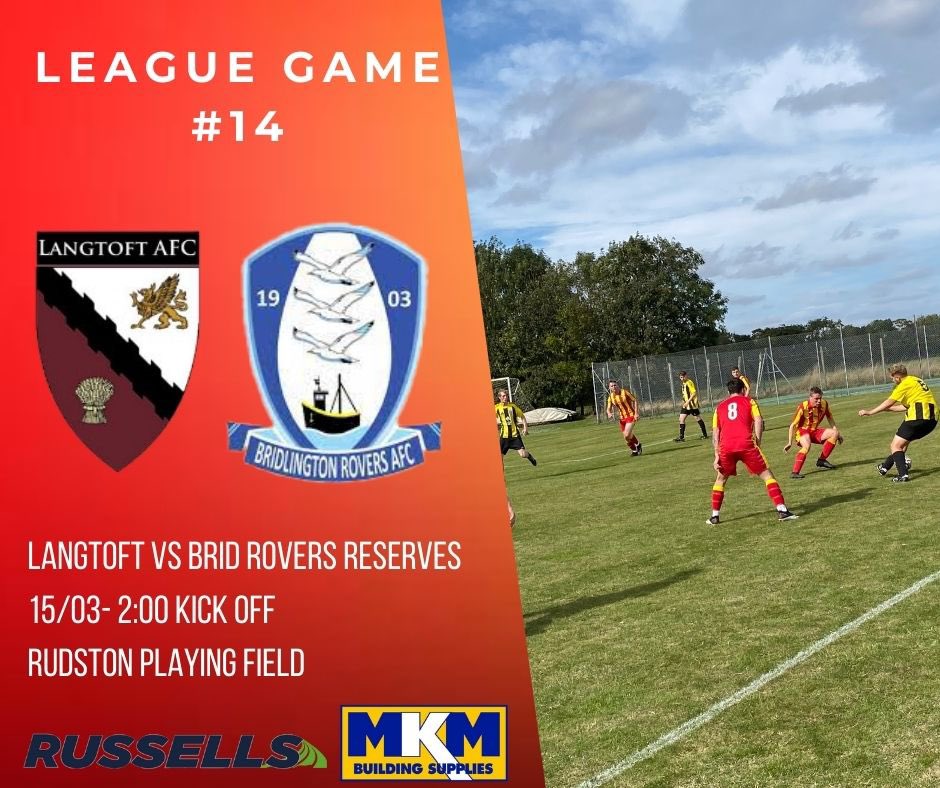 Another home game after last week’s win. This time we face Brid Rovers Reserves 🔴🟡

🆚 Bridlington Rovers Reserves 
🏆 East Riding Championship North 
🕑 2pm kick off
🏟️Rudston Playing Fields, YO25 4UG