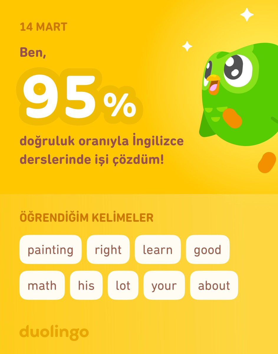 Duolingo'da İngilizce öğreniyorum! Duolingo hem etkili hem eğlenceli hem de ücretsiz.