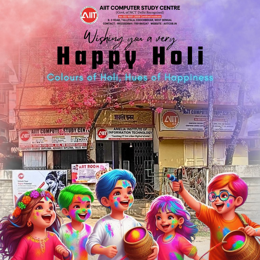 aiitcob's tweet photo. AIIT COOCHBEHAR celebrates the vibrant spirit of Holi! 📷📷📷
Let’s spread colors of joy, unity, and happiness! 📷📷
#aiitcob #coochbehar #computerscience #FestivalOfColors https://t.co/XAqS6E0jog