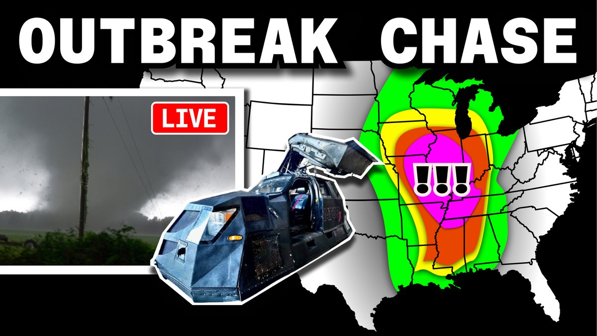 ReedTimmerUSA's tweet photo. Going LIVE at 4pm CT for the first of two HUGE TORNADO DAYS - keep alert! LINK - https://t.co/jQWqOewaY3 https://t.co/2RbbcpLBw0