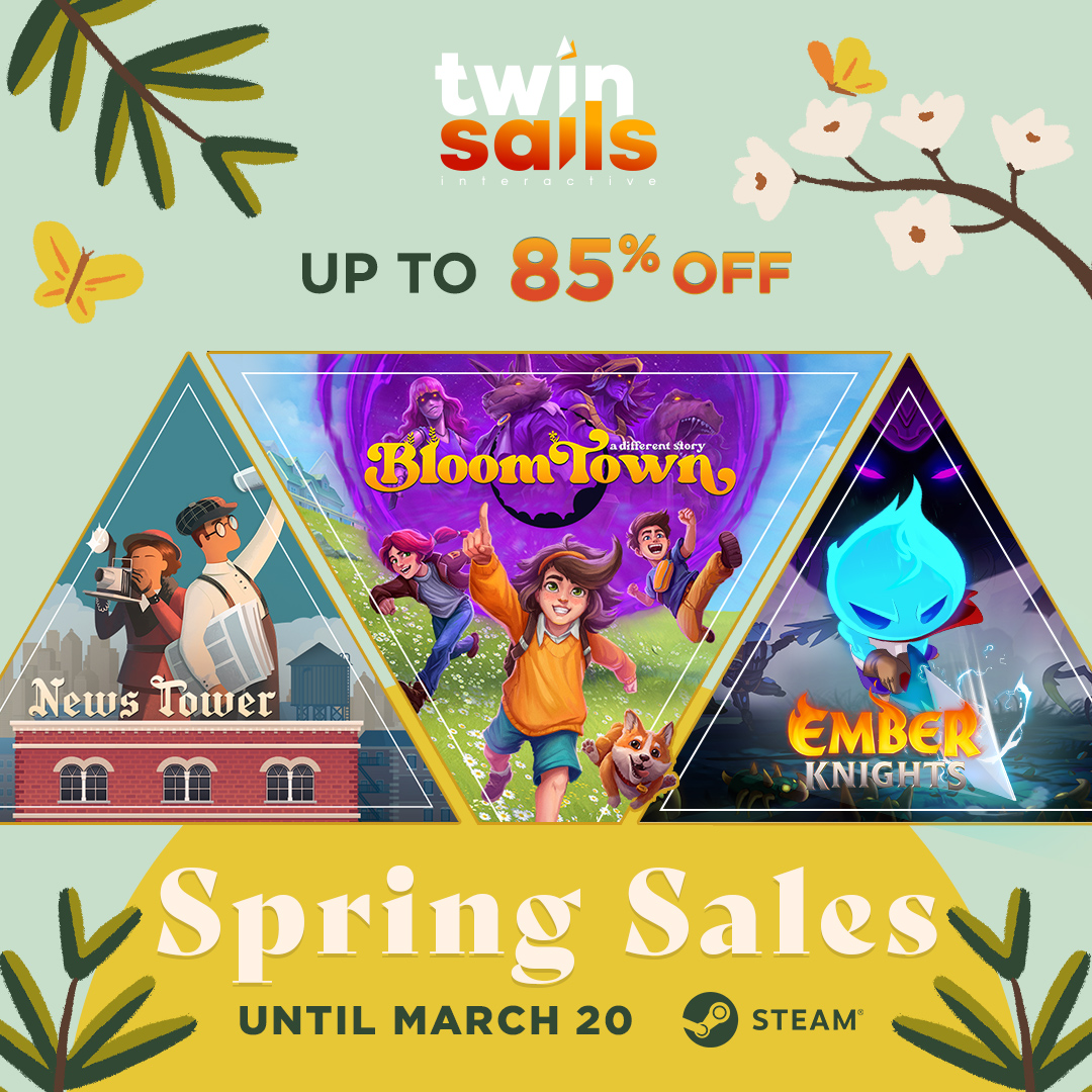 Bloomtown may take place in the Summer, but Spring is just one season off! Save 40% on Bloomtown during the Twin Sails' Spring Sale on Steam until March 20!
store.steampowered.com/app/2445990/Bl…