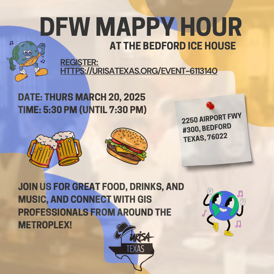 Enjoy great food, drink, and music, and connect with GIS professionals from around the Metroplex!