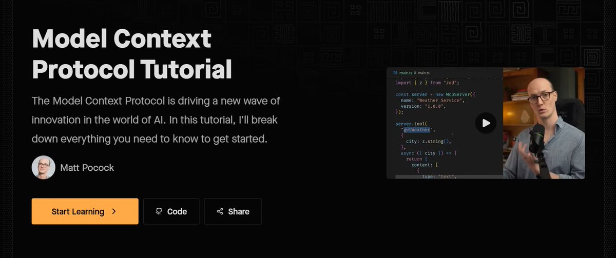 Still feeling MCP FOMO?

I've just published a 10-lesson tutorial on <a href="/AnthropicAI/">Anthropic</a>'s Model Context Protocol.

You'll go from "WTF is MCP" to shipping your own servers to the world.

No hype, no BS. Just what you need to get started.