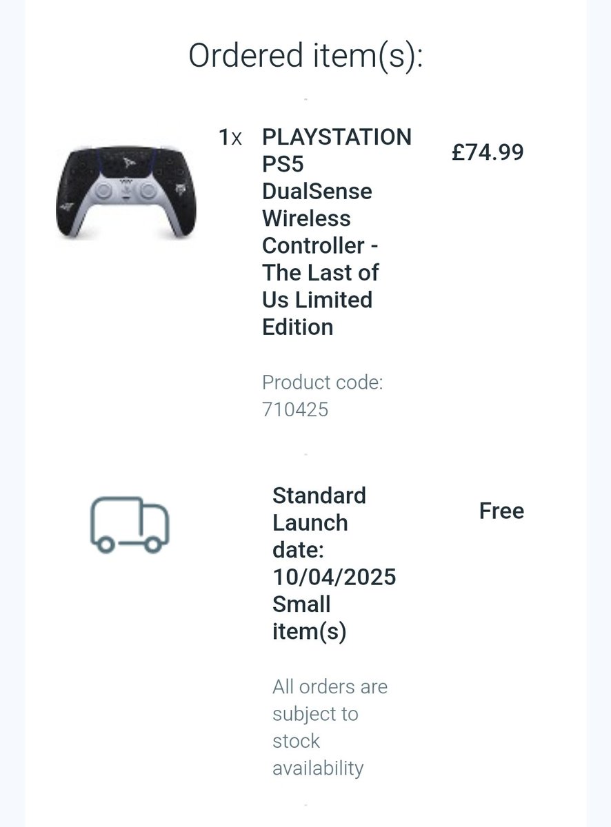 Any of my friends and followers wanted to bag a TLOU Dualsense and didn't manage it before they sold out?

I've got 2 pre orders with Playstation Direct and Currys. 

If anyone is in need of 1 I don't want to make a profit on it, if no interest I'll cancel one of my pre orders.😃