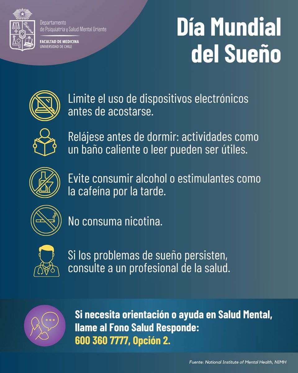 🛏️En el Día Mundial del Sueño, es importante señalar que un sueño insuficiente no solo afecta nuestra energía diaria, sino que, si no se aborda a tiempo, puede generar serias consecuencias para nuestra salud, incluyendo problemas de salud mental.