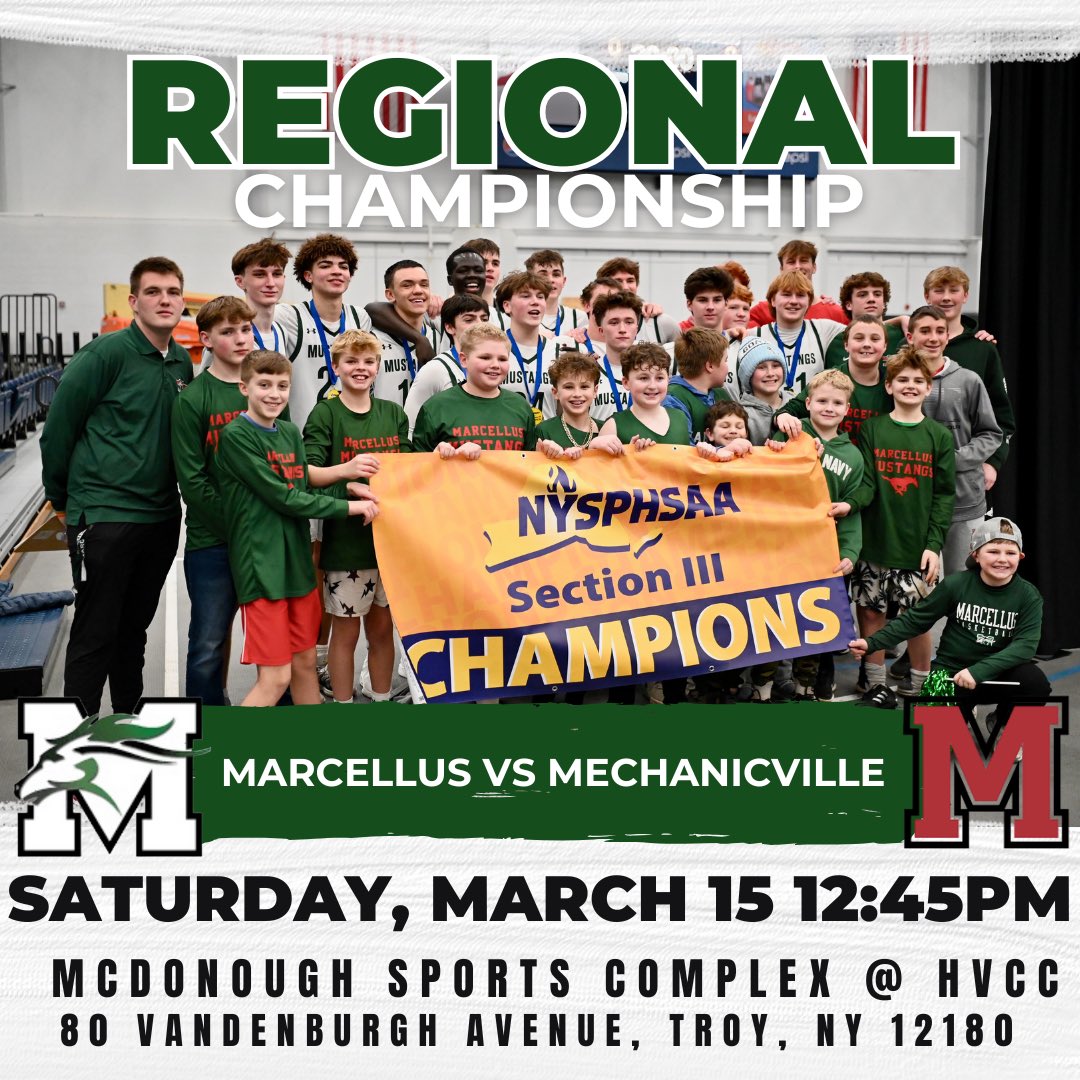 This Saturday at 12:45, at Hudson Valley Community College! Mustangs take on Mechanicville in the regional championship! 

Purchase tickets with the link below:
gofan.co/app/school/NYS…

Hope to see you there!!