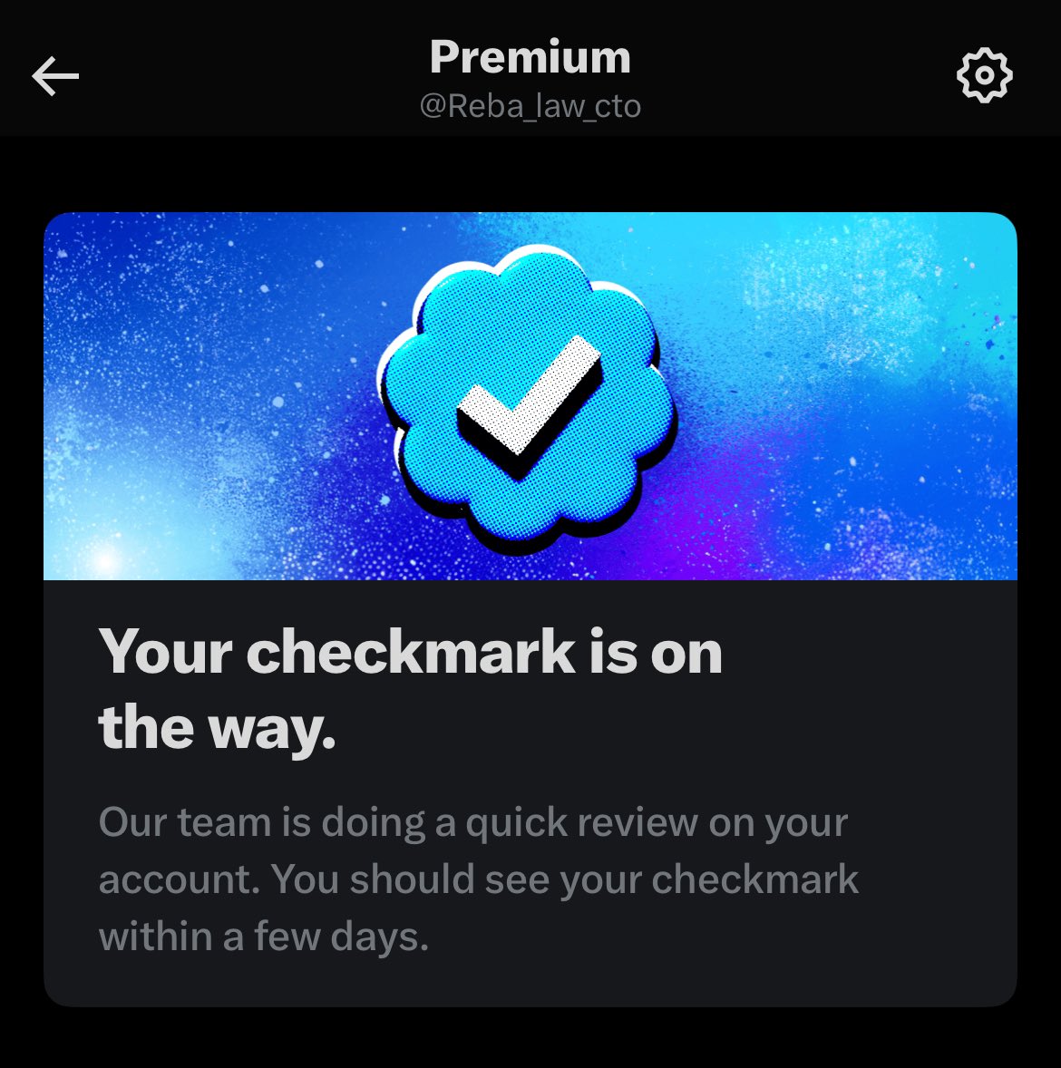 Blue Check On The Way!

$reba