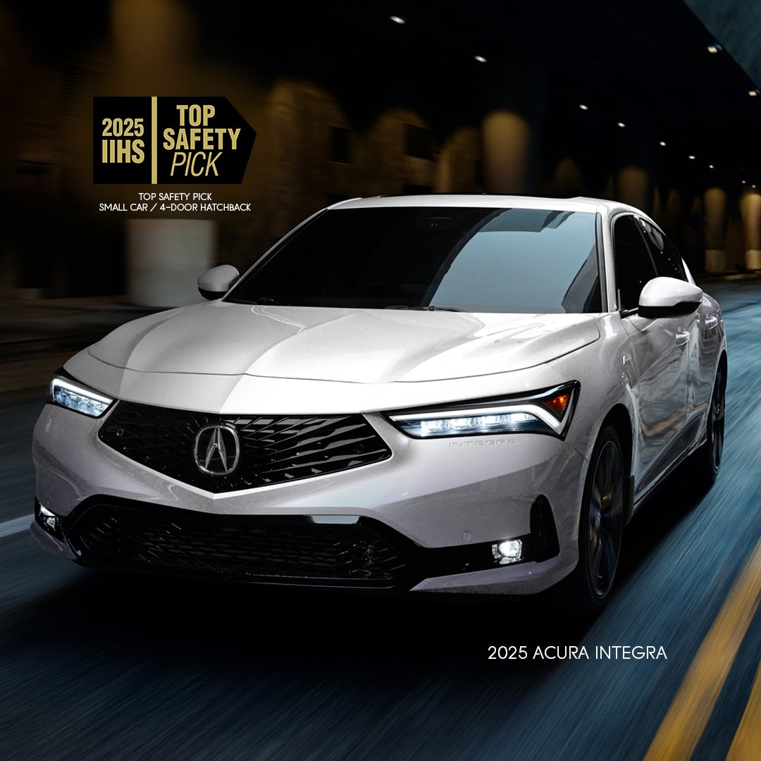 The Acura Integra is listed for the 2025 𝘐𝘐𝘏𝘚 𝘛𝘖𝘗 𝘚𝘈𝘍𝘌𝘛𝘠 𝘗𝘐𝘊𝘒 award. 🏆 Our award-winning safety design helps you and your passengers reach your destinations with confidence. Read more: hondanews.ca/en-CA/releases…

L'Acura Integra est en nomination pour le prix