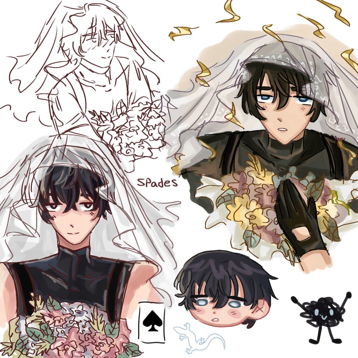 yyuanling_'s tweet image. Spades sketch page 🙏🏻
#spades 
#我在惊悚游戏里封神 
#ibecameagodinahorrorgame #ghg
#กลายเป็นท่านเทพในเกมสยองขวัญ #heitao