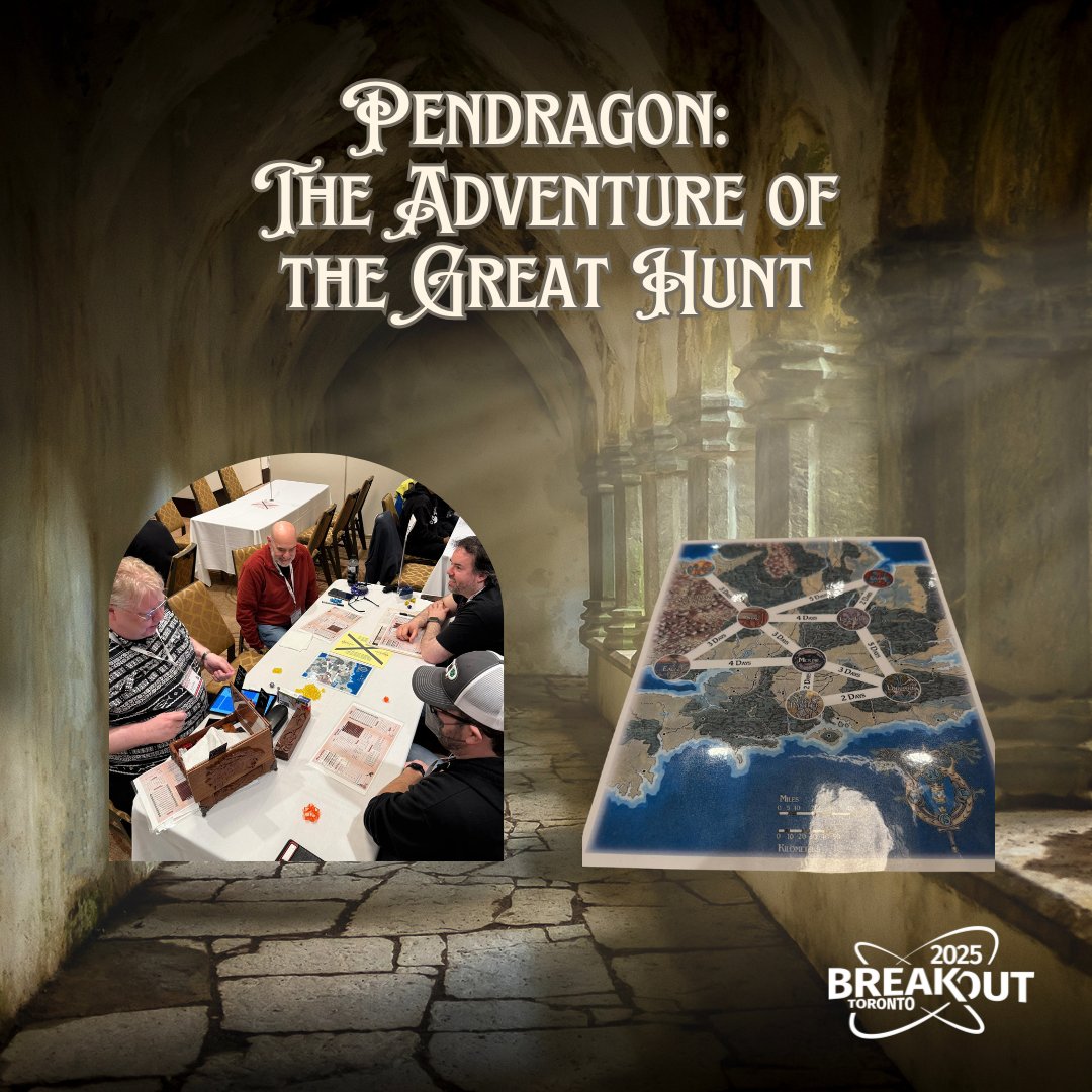 A night of feasting is interrupted by the arrival of the esteemed Sir Ector whose holdings have come under the sway of a Dragon. What will the Player Knights do? 

Legendary GM RQ Staffan is leading our players into a land of Arthurian Mist!

#breakoutcon #TTRPGs <a href="/Chaosium_Inc/">Chaosium</a>
