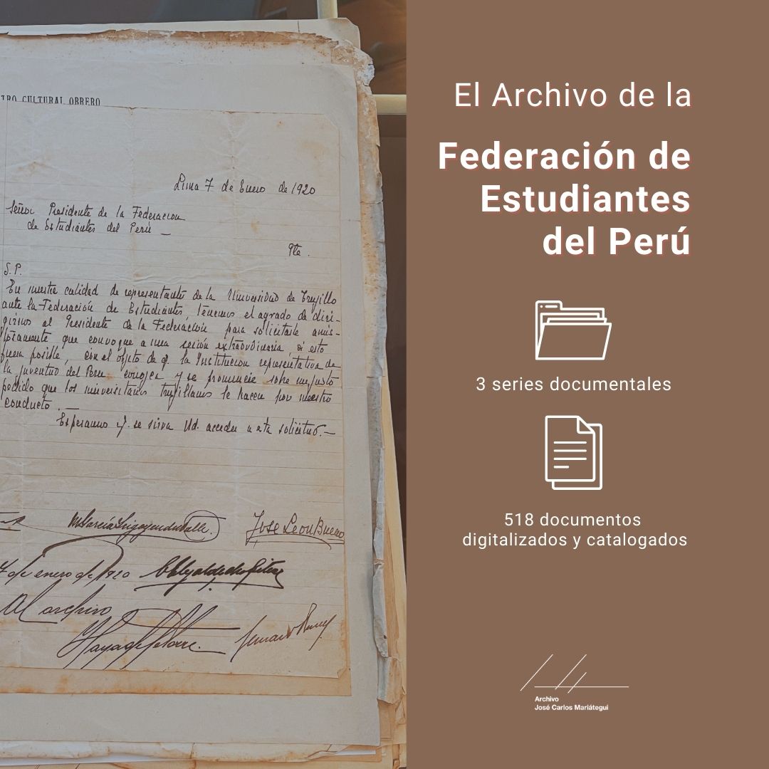 archivojcm's tweet image. En 2024, el Archivo Mariátegui obtuvo el financimiento del Endangered Archives Programme de la
@britishlibrary
para el proyecto de digitalización del archivo de la "Federación de Estudiantes del Perú 1920-1921".  Revisar aquí:
mariategui.org/2025/03/13/el-…