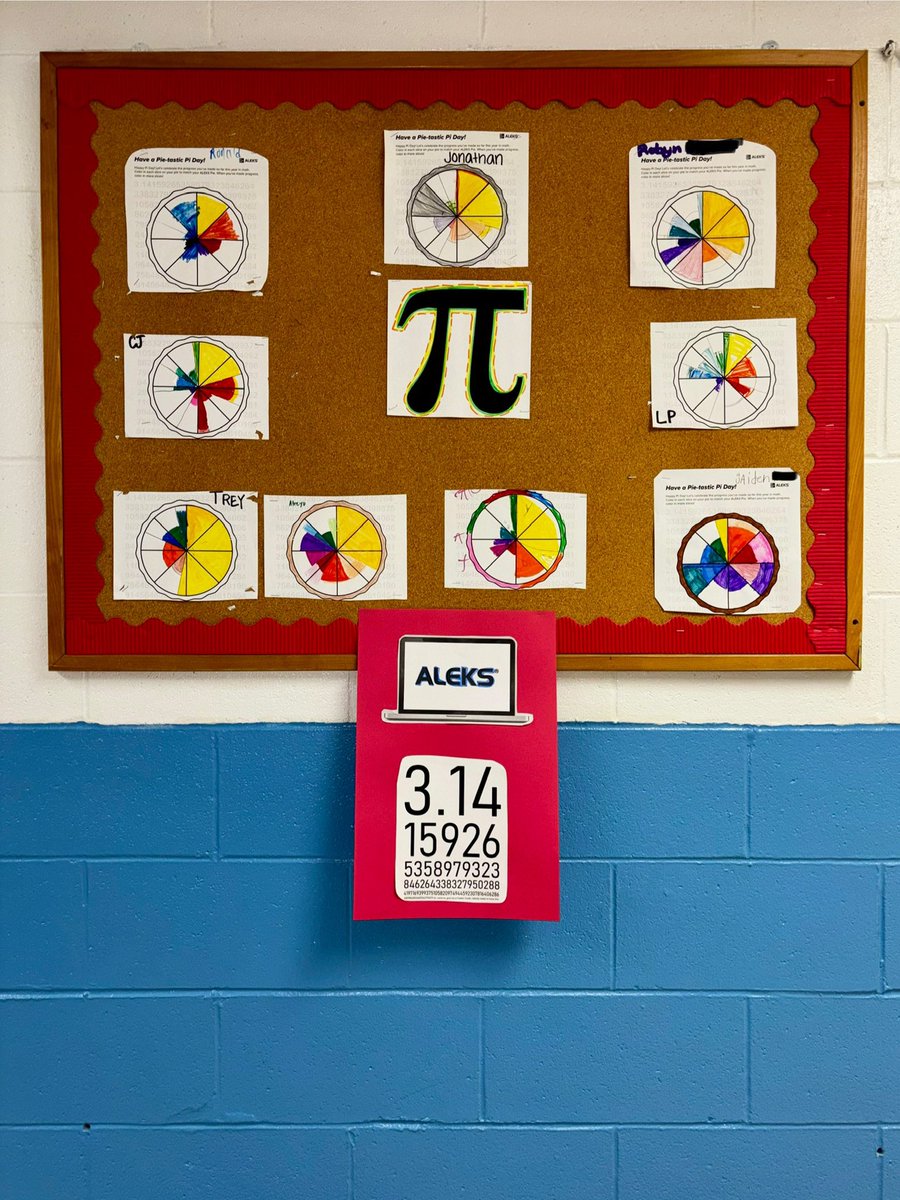 MissSaunders97's tweet photo. Happy Pi Day! My students have been working hard this school year to fill in their ALEKS pie charts. Keep it up, Gladiator Academy! https://t.co/TRY2Kl0z6T