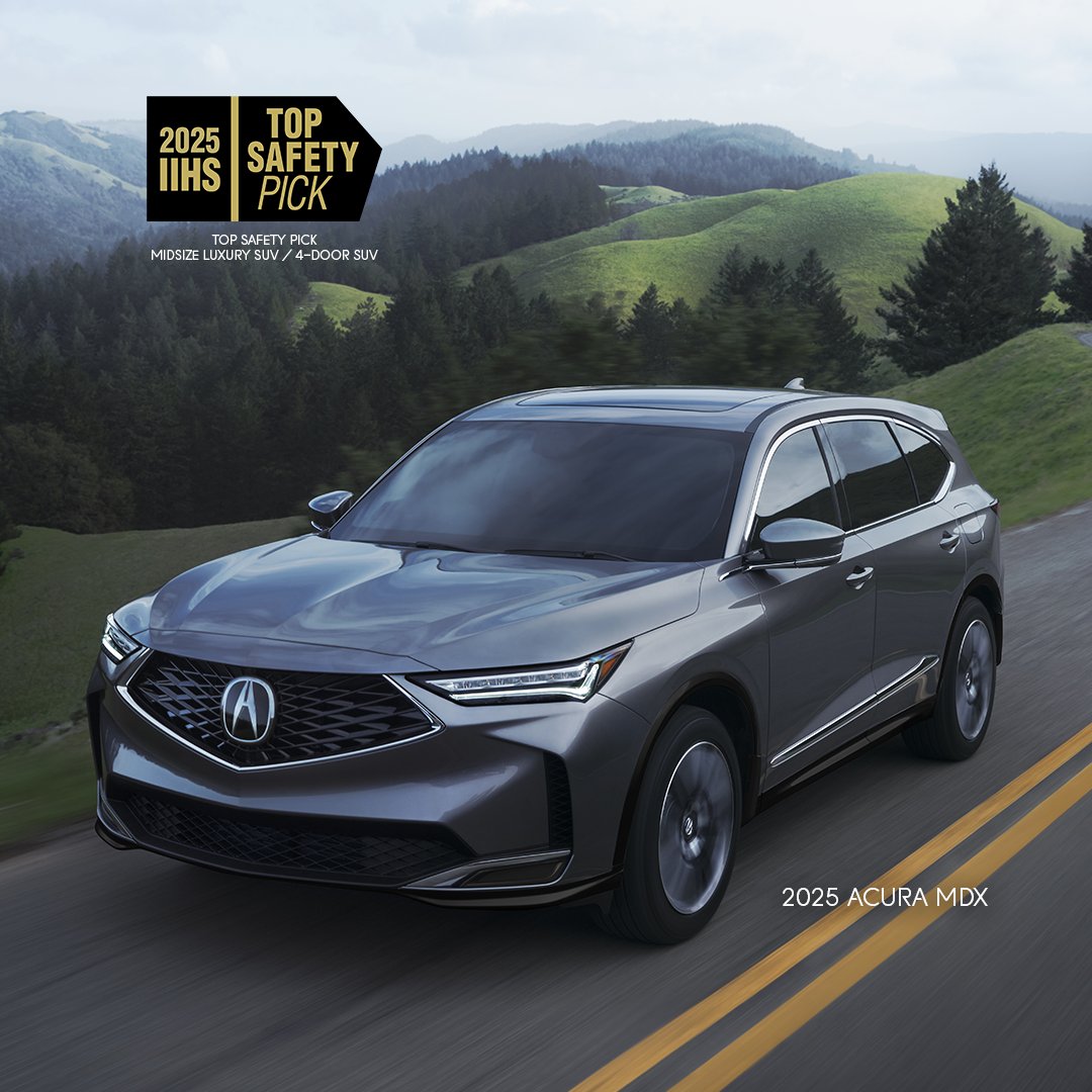 The Acura MDX is listed for the 2025 𝘐𝘐𝘏𝘚 𝘛𝘖𝘗 𝘚𝘈𝘍𝘌𝘛𝘠 𝘗𝘐𝘊𝘒 award. 🏆 Our award-winning safety design helps you and your passengers reach your destinations with confidence. Read more: hondanews.ca/en-CA/releases…

L'Acura MDX est en nomination pour le prix