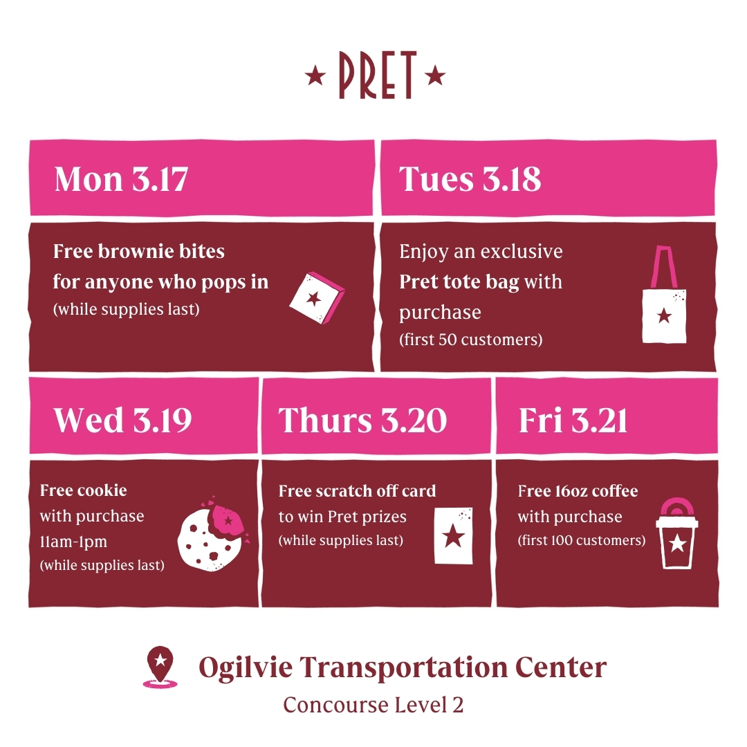 Save the date(s)! We're celebrating our new shop opening at Ogilvie in Chicago all week long!