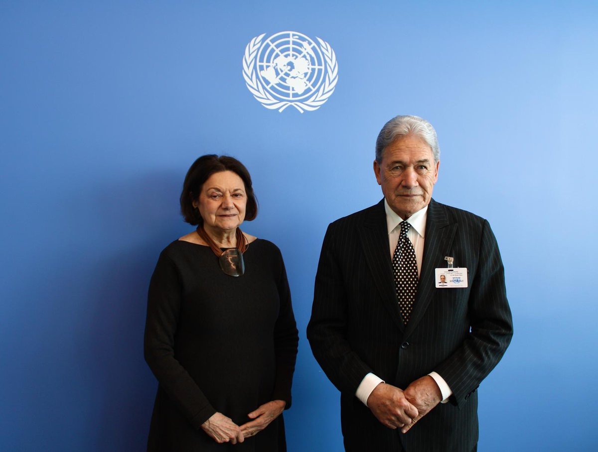 DicarloRosemary's tweet photo. Pleased to meet with H.E. Winston Peters to thank him for New Zealand’s support for DPPA’s work. Had a constructive exchange regarding matters in the Pacific and other regional and global issues. https://t.co/DIxpvqVibO