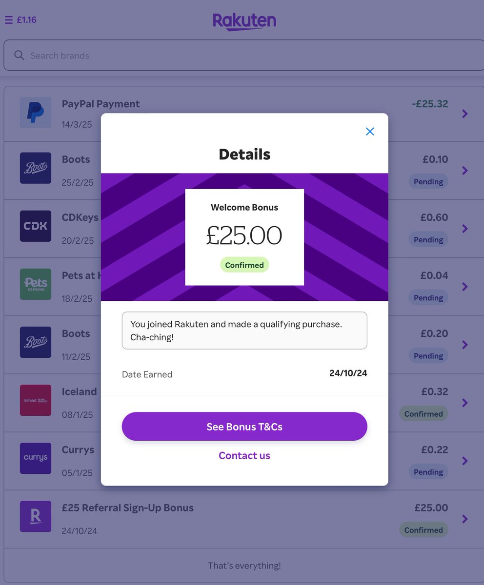 I’m using Rakuten to get Cashback at my favourite brands. Hate for you to miss out, so join now with my invite and you’ll get £25 after you spend £50.*(I’ve just cashed out my £25!) rakuten.co.uk/r/JENALL220?ee… #Rakuten #cashback
