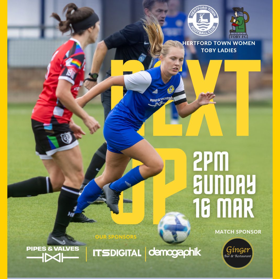 UP NEXT!

🆚 <a href="/TobyFC_/">Toby Football Club</a> 
🏆 <a href="/ERWFLe/">Eastern Region Women's Football League</a> 
🗓️ 16/03/25
⏰ 2pm
🏟️ Hertingfordbury Park

📸 | <a href="/366daysofphotos/">366daysofphotography</a>