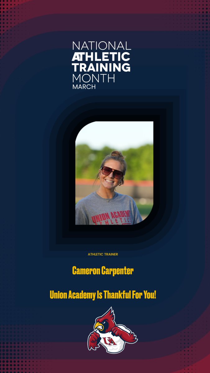 Union Academy Athletics (@uaathletics) on Twitter photo March is National Athletic Training Month, and we are grateful to have the absolute best athletic trainer! Thank You Cameron Carpenter! <a href="/cameronhudson53/">Cameron Carpenter, LAT, ATC</a> @JZUAHS <a href="/BrittanyRape/">Brittany Rape</a> @FraisherJustin March is National Athletic Training Month, and we are grateful to have the absolute best athletic trainer! Thank You Cameron Carpenter! <a href="/cameronhudson53/">Cameron Carpenter, LAT, ATC</a> @JZUAHS <a href="/BrittanyRape/">Brittany Rape</a> @FraisherJustin