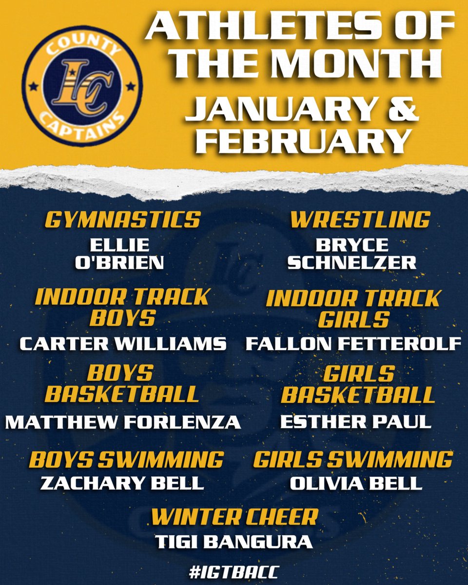 Congratulations to the following Loudoun County Captains athletes that have been chosen by their coaches as Athletes of the Month for January &amp; February! #IGTBACC <a href="/LoudounCountyWR/">Loudoun County Wrestling</a> <a href="/CaptainsGBBall/">LCHS Girls Basketball</a> <a href="/LCHSBBALLPROG/">LCHS Basketball Program</a> <a href="/LCCaptainsSwim/">Loudoun County Swim</a> <a href="/lchsxctf/">LCHS XC & Track</a>