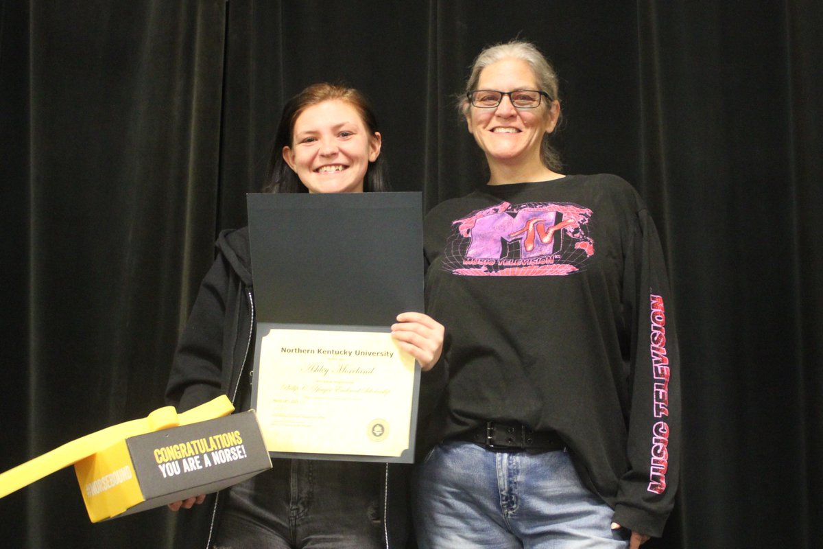 Congratulations to future Norse Taytem Sorrell and Ashley Moreland of <a href="/Bellevue_Ind/">Bellevue Independent</a> for receiving the Phillip C. Yeager Endowed Scholarship! They will receive a full tuition scholarship for the next four years. Welcome to NKU, Taytem &amp; Ashley! 🙌💛🖤