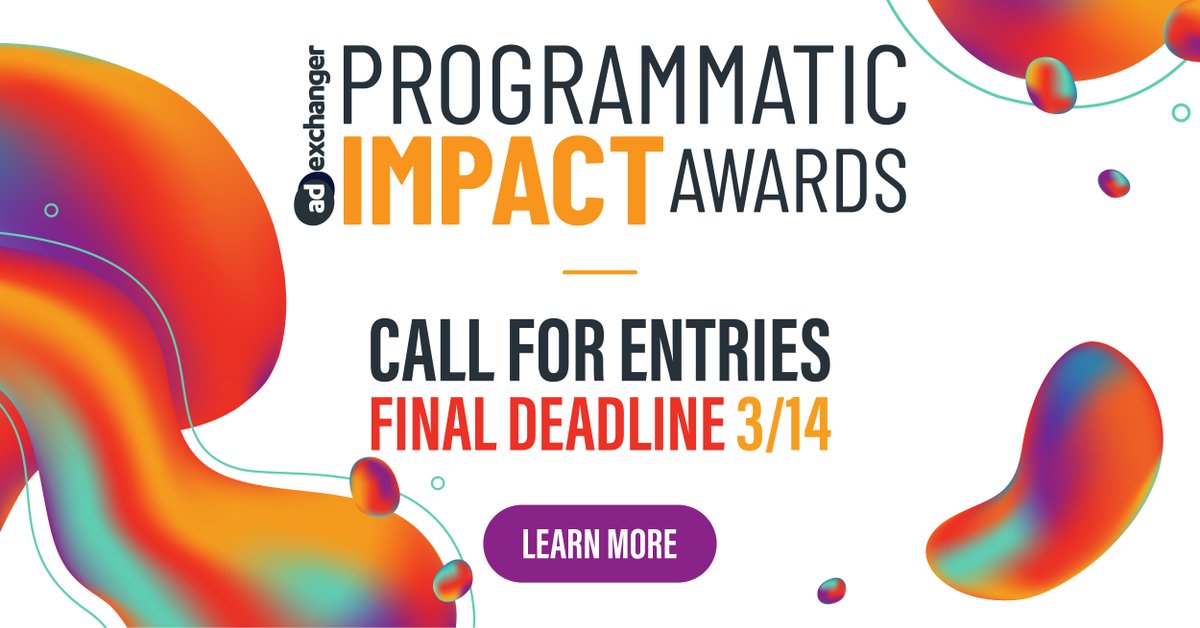 adexchanger's tweet image. ⏳ Deadline TONIGHT! ⏳ The Programmatic Impact Awards entry deadline is at midnight! Submit your innovative campaigns and standout achievements before it’s too late 🏆. bit.ly/40KOI7j #Programmatic #AdTech #Award