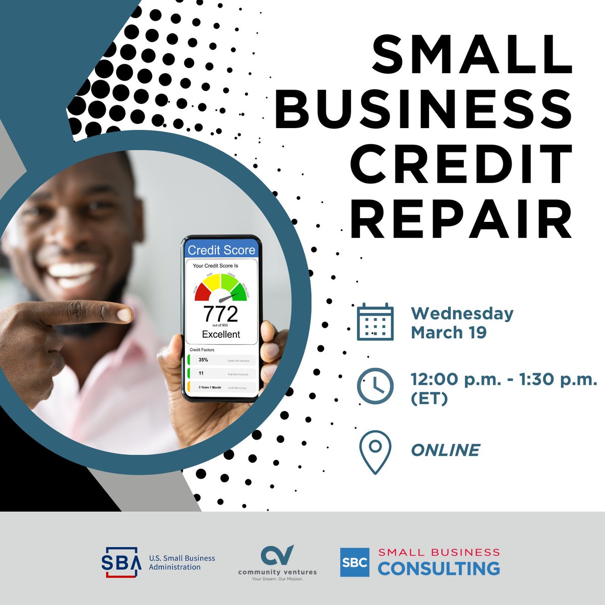Entrepreneurs, your credit score should not hold your business back! 
If you are facing challenges with business credit, this FREE online workshop is for you.
Reserve your free spot now: bit.ly/3FvIO2N

#CVKY #CreditSuccess #Entrepreneurship
