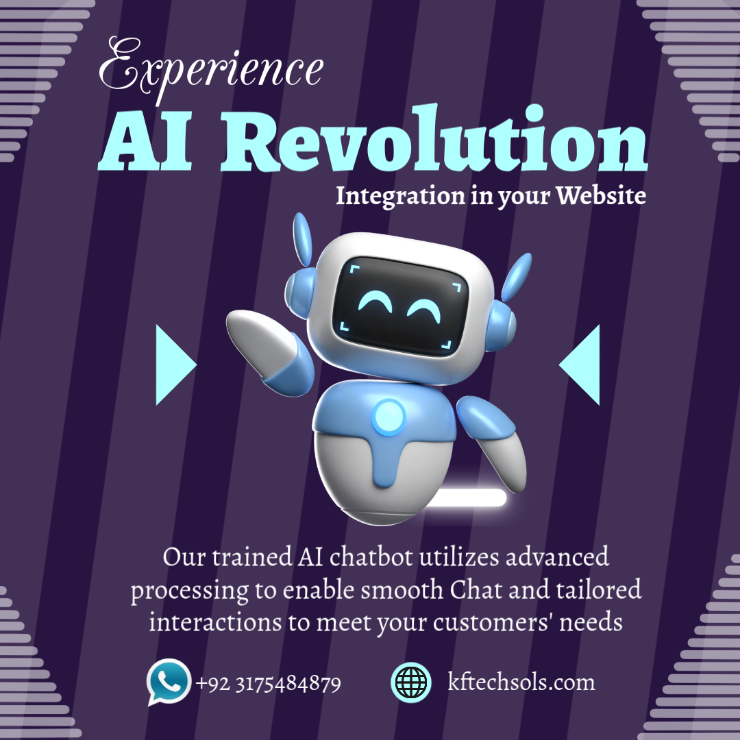 kftechsols's tweet image. KFTECH  |  AI CHATBOT Integration (in your website) and Training for your business.
#AIRevolution #ChatbotIntegration #AIChatbot #CustomerExperience #ArtificialIntelligence #WebDevelopment #CustomerSupport #TechSolutions #SmartTechnology #AIIntegration