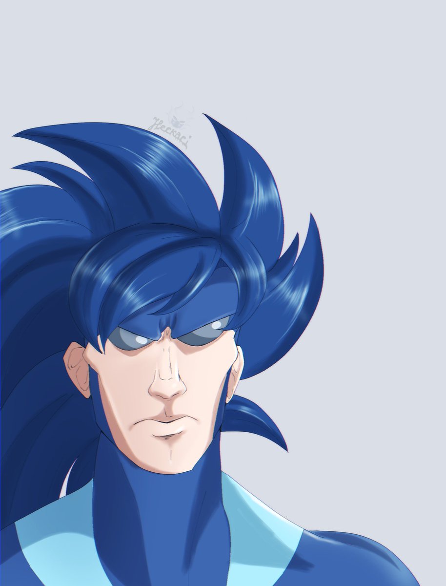 Como vi que el <a href="/NanitoEvil/">💙𝙉𝙖𝙣𝙞𝙩𝙤💙</a> se volvió fan del inverosímil, le hice su invincible-oc/sona (trending de Twitter), este fue el resultado ✏